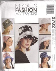 2782 MCCALLS BRIM HATS, KERCHIEF REVERSIBLE, TIES PATTERN 22-24'' UNCUT